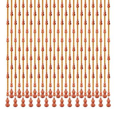 Imagem de Cortina de contas cortina de cristal de madeira maciça decoração cortada entrada suspensa cortina sem perfuração, vários tamanhos personalizáveis (cor: marrom, tamanho: 85 x 155 cm-25 raízes)