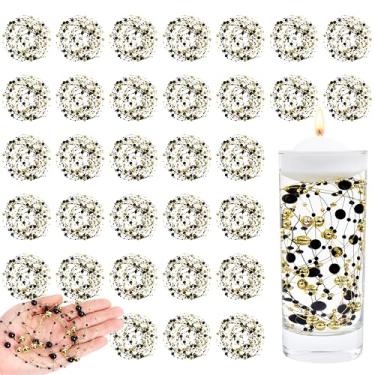 Imagem de NUKAYAI 30 peças de contas flutuantes artificiais para centros de mesa, vasos dourados/pretos, pérolas flutuantes falsas, decoração de cordão para vasos, aniversário, festa de Natal, decoração de mesa