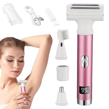Imagem de Aparador de biquíni para mulheres - Dispositivo de remoção de pelos recarregável, barbeador seco e molhado | Navalha feminina sem fio, máquina de barbear com carregamento USB para braços, pernas, mãos