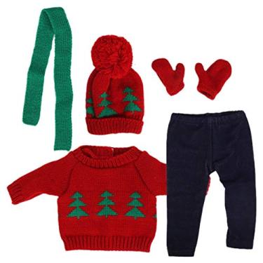 Imagem de Roupas de boneca menina suéter calças chapéus cachecol luvas acessórios para bonecas 18 polegadas 43cm American Girl Seguro elástico fácil vestir e limpar