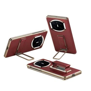 Imagem de FWYANZH Capa para Huawei Mate X7, suporte invisível com alça de mão, suporte de couro, capa traseira de telefone com tudo incluído, dobradiça à prova de choque, vermelha, Mate X7