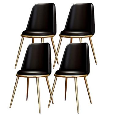 Imagem de Cadeira de jantar, cozinha, sala de jantar, móveis, cadeiras de jantar, conjunto de 4 cadeiras de cozinha, sala de estar, cadeira lateral de couro PU à prova d'água com pernas de metal para