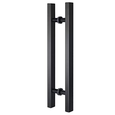 Imagem de Puxador de porta de vidro de hardware de porta instalação traseira para trás puxador de tubo quadrado de aço inoxidável porta de madeira metal corrimão puxador ferragem de porta, preto (600 × 400 mm)