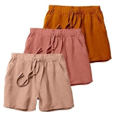 Imagem de Kit 3 Shorts Linho Premium Bermuda Masculina Moda Praia Luxo-Masculino