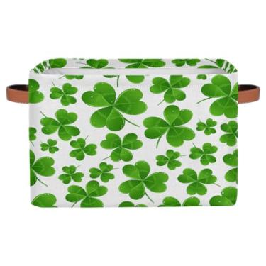 Imagem de hongjinglin Pequenas cestas de armazenamento trevo verde primavera com alças caixas de armazenamento de brinquedos infantis organizador de cubo de tecido dobrável para berçário, sala de estar, quarto