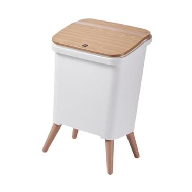 Imagem de YWJLQH Lixeira com pés de pressão, balde de armazenamento, cesto de lixo para banheiro, uso doméstico, embaixo da mesa, carro, dormitório, Branco 29x24x46cm