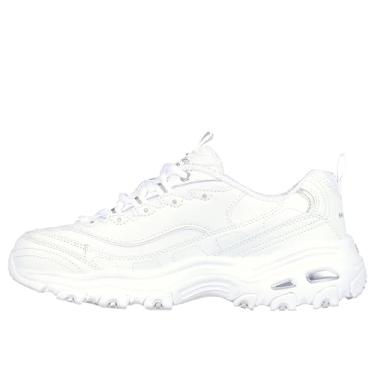 Imagem de Skechers D'Lites Fresh Start Wide Tênis feminino moderno, Branco/Prata, 9 Wide