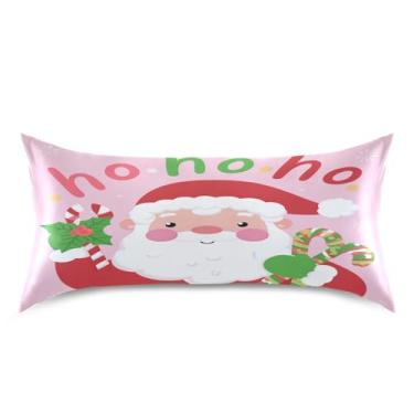 Imagem de Blueangle Fronha de cetim de Papai Noel para cabelo e pele, fronha de seda, tamanho king (50,8 x 101,6 cm) - Capas de almofada de cetim refrescantes com fecho de envelope (580)