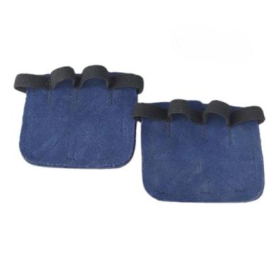 Imagem de Par Luvas de Couro Academia Musculacao Treino protecao Fitnees(Azul)
