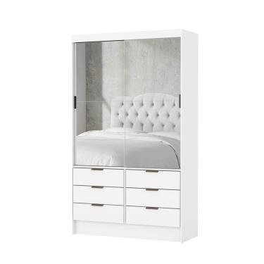 Imagem de Guarda Roupa Sevilha Premium 2 Portas De Correr Com Espelho Carioca Moveis Branco