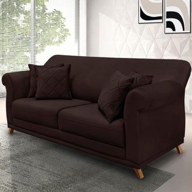 Imagem de Sofá 2 Lugares Pé De Madeira Julieta 160 Cm Suede S04 - D'rossi Cor Café