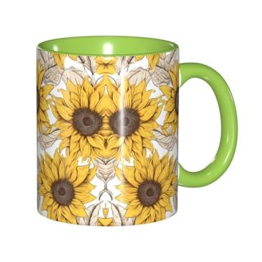 Imagem de Zeraoke Canecas de café criativas com estampa de girassóis, personalizadas, presente para família, tamanho de 325 ml, unissex