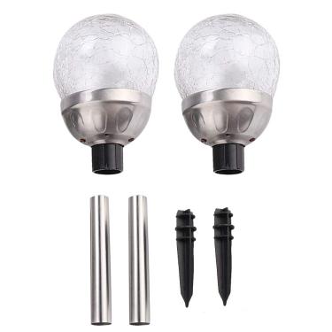 Imagem de KLANATA 2PCS Luzes externas movidas a energia solar, lâmpadas de jardim de bola redonda para pátios, pátios, pátios e passarelas, luzes de estaca para iluminação de paisagem