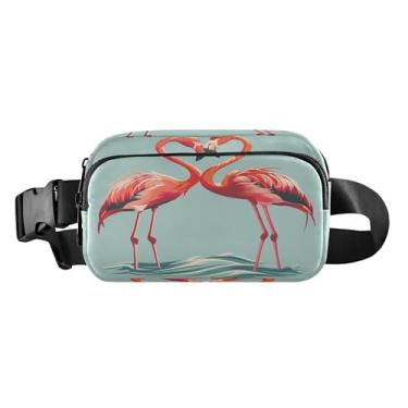 Imagem de CEBUGI Mini pochetes de caminhada para homens e mulheres, pochetes de flamingos modernos resistentes à água com cinto ajustável para treino, viagem, corrida