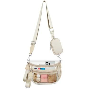Imagem de MIVELOYA Bolsas transversais transparentes para eventos de estádio, bolsa grande transparente para eventos esportivos de concertos com porta-moedas RFID, Bege, Large, Casual