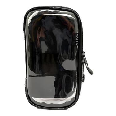 Imagem de Estojo Box Transparente para 50 Pens | Com Divisória e Elástico | Organizador Escolar e de Escritório- 22×15×6 cm cor PRETO