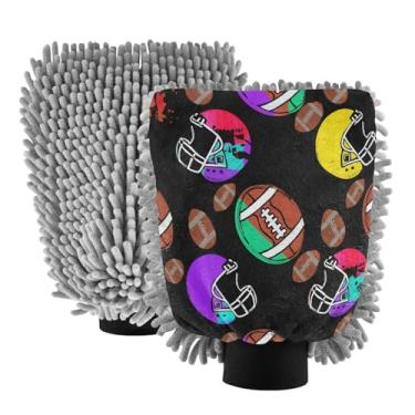 Imagem de STAYTOP Luvas de rúgbi e capacetes para lavagem de carro, 2 peças, luvas de microfibra de chenille, sem arranhões, panos de esponja de lavagem ultra absorventes para carros, limpeza doméstica - L