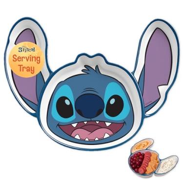 Imagem de Bandeja de servir em forma de Disney – Bandeja de comida de plástico sem BPA com 3 compartimentos, bandeja decorativa para lanches, frutas, aperitivos e sobremesas, utensílios de servir reutilizáveis