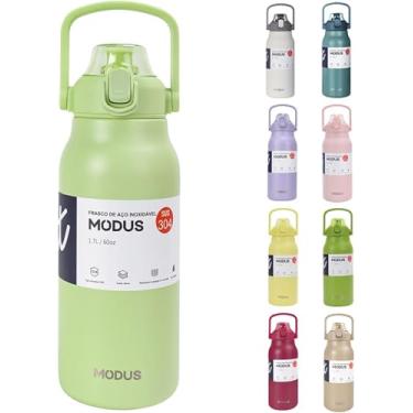 Imagem de Garrafa Térmica De Viagem Inox 1700ml Água Com Canudo (verde claro)