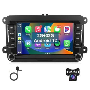 Imagem de Leadfan Rádio veicular Android para Volkswagen VW Passat Jetta Bettle Caddy Tiguan Golf MK5 MK6 Touran Sharan para SEAT Skoda com Wireless CarPlay Android Auto, estéreo automotivo de 17 cm com