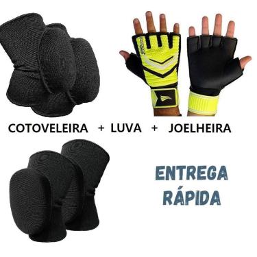 Imagem de KIT para Goleiro Futsal, Society, Luva+Cotoveleira+Joelheira-Unissex