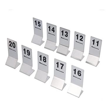 Imagem de LiebeWH Suporte para Número de Mesa de 10 Unidades, Sinal Digital Dupla Face de Aço Inoxidável 11-20 Porta-cartões Com Base Estável para Casamento, Aniversário, Decorações de Formatura, Sinal de