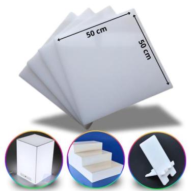 Imagem de Chapa de Acrílico Branco Puro 4mm 50x50cm Placa Premium Translúcida Ca