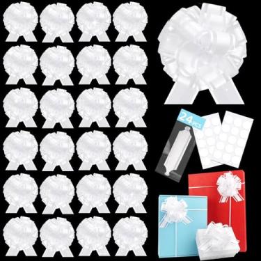 Imagem de 24 peças de laço branco para embrulho de cesta de presente, laços de presente de Natal, fita adesiva para enfeite de árvore de Natal, garrafas de vinho, buquê de flores, decoração de festa do dia dos