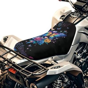 Imagem de Wanyint Capa de assento para quadriciclo impermeável 63 x 25 cm, protetor universal de assento de quadriciclo de poliéster resistente a rasgos, ajuste elástico para Honda/Yamaha/Polaris, fácil