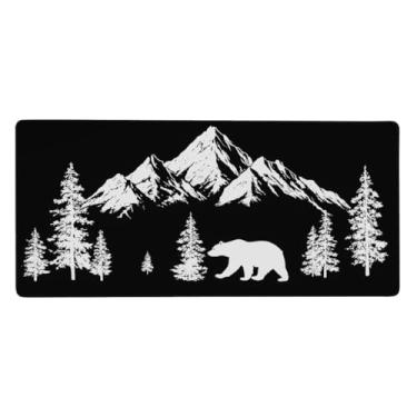 Imagem de Tapete grande preto para mouse pad de montanha impermeável para computador estendido tapete protetor de mesa antiderrapante base de borracha para escritório, computador, teclado, laptop e mesa de casa