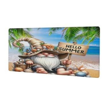 Imagem de Tapete de mouse grande de praia de verão à prova d'água para computador estendido tapete protetor de mesa antiderrapante base de borracha para escritório, computador, teclado, laptop e mesa de casa
