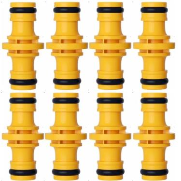 Imagem de Conectores duplos de mangueira macho 8PCS Juntores de tubos de jardim para sistemas de irrigação e rega Conectores duplos masculinos à prova de vazamentos para extensão (yellow)