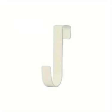 Imagem de 2 ganchos para porta de armário, gancho de toalha de cozinha de aço inoxidável, suporte de armazenamento de banheiro, 7 x 1,3 cm - para organização doméstica, branco