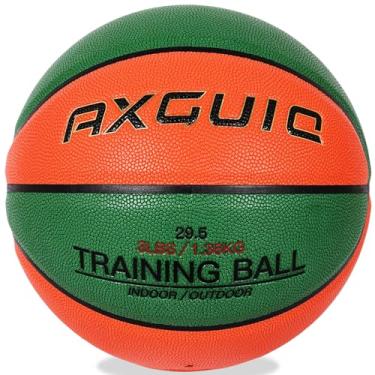 Imagem de Bola de basquete para treinamento pesado de 1,3 kg, tamanho 75 cm, couro composto. Melhora o manuseio da bola, drible e habilidades de passes. Ideal para prática interna e externa (esvaziada).