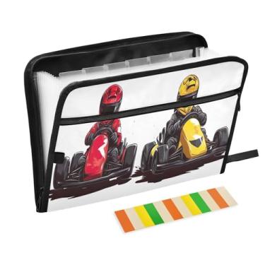 Imagem de Pasta sanfonada Cartoon Riders para documentos, tamanho carta A4, com etiquetas