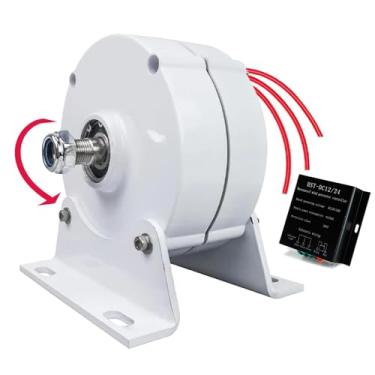 Imagem de 48v,HENGJINGTR Gerador de Ímã Permanente Sem Engrenagens de Baixa Velocidade de 8000W, 24V 48V 220V, Kit de Gerador de Turbina Eólica Vertical Helicoidal Portátil (Com Base)