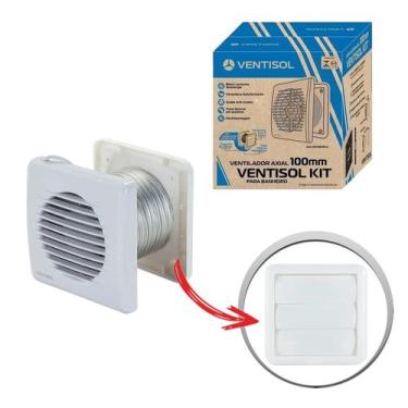 Imagem de Kit Ventisol com Exaustor Residencial, Duto e Veneziana para Banheiro 