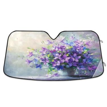 Imagem de Guarda-sol flores roxas para-brisa carro proteção UV carro janela frontal sombra médio