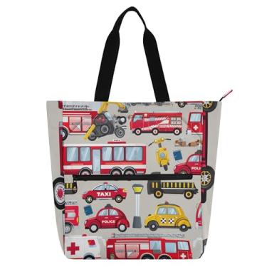 Imagem de GAIGEO Sacola infantil bege de transporte vermelha com zíper para livros escolares bolsa de trabalho para mulheres de lona professoras mensageiro