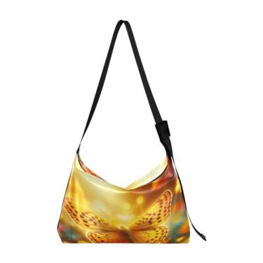 Imagem de Linda bolsa Galaxy com zíper para mulheres, bolsa transversal de couro grande, bolsa transversal de couro macio, Borboleta amarela - 2, One Size