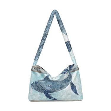 Imagem de GAIGEO Bolsa feminina vintage água-viva coral vida marinha bolsa de ombro feminina, bolsas de outono, Vida retrô baleia coral, One Size