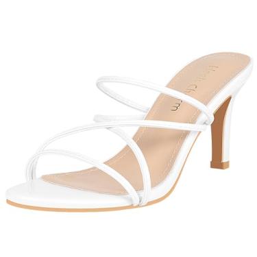 Imagem de Heels Charm Sandália feminina de salto agulha de 8 cm com bico aberto, salto alto, sandália de dança, uso diário, uso normal, festa de casamento, Branco, 34
