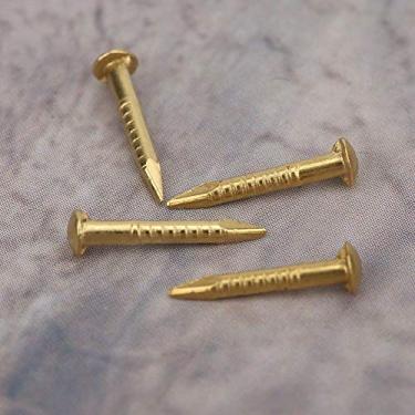 Imagem de GLOGLOW 100 Peças de Prego de Cabeça Redonda, Material de Latão, Fixadores Duráveis ​​para Artesanato Diy, Tamanhos de 10mm 15mm 18mm para Artesanato e Instalações (10 mm de comprimento)