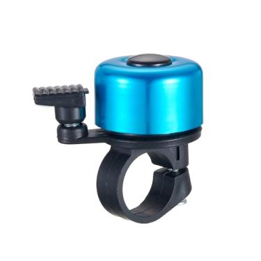 Imagem de Campainha de bicicleta à prova de ferrugem - Mini sino de guidão de bicicleta com som nítido (ajuste universal de 2,2 cm) para MTB, bicicletas de estrada - azul