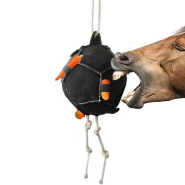 Imagem de Brinquedos de tédio de cavalo, acessório de mastigação de forrageamento suave para animais de estimação | Bola alimentadora de cenoura de cavalo - para cabras, cabras, ovelhas, estábulos, cercas