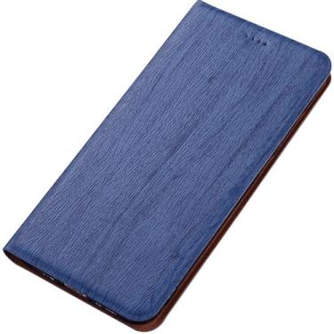 Imagem de FWYANZH Capa de couro para Google Pixel 10 Pro XL/10 PRO/10, capa carteira com textura de madeira, suporte para cartão e função de suporte, capa de proteção total, azul, 10Pro XL