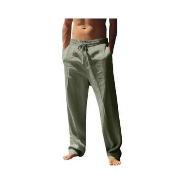 Imagem de Calças Masculinas De Algodão E Linho Soltas Estilo Hip-Hop Para Outono