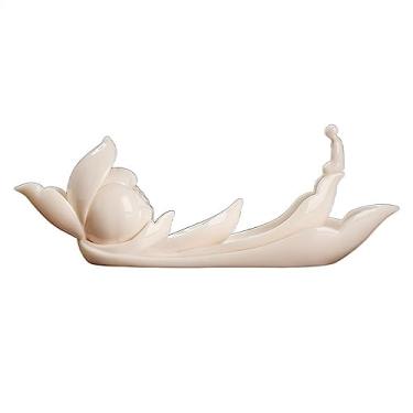 Imagem de porta-vara de incenso Ornamentos decorativos vintage zen requintada cerâmica queimador de incenso criativo lótus suporte em forma barco