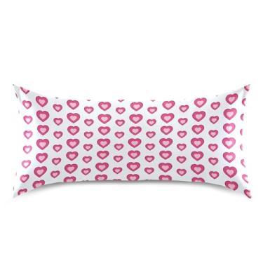 Imagem de Wassud Fronha de cetim para o dia dos namorados Bold Hearts para cabelo e pele, fronhas de seda lisa, tamanho king size, respirável, com fecho de envelope