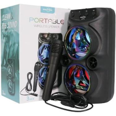 Imagem de Super Caixa de som GTS 1772 bluetooth, entrada de microfone, Karaoke, fm com 2 alto-falantes POTENTE graves som